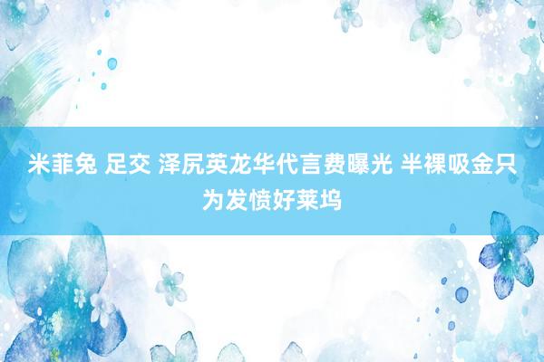 米菲兔 足交 泽尻英龙华代言费曝光 半裸吸金只为发愤好莱坞