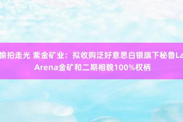 偷拍走光 紫金矿业：拟收购泛好意思白银旗下秘鲁La Arena金矿和二期相貌100%权柄