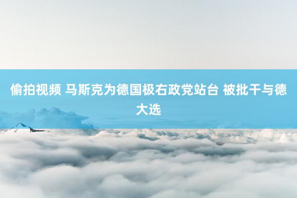 偷拍视频 马斯克为德国极右政党站台 被批干与德大选